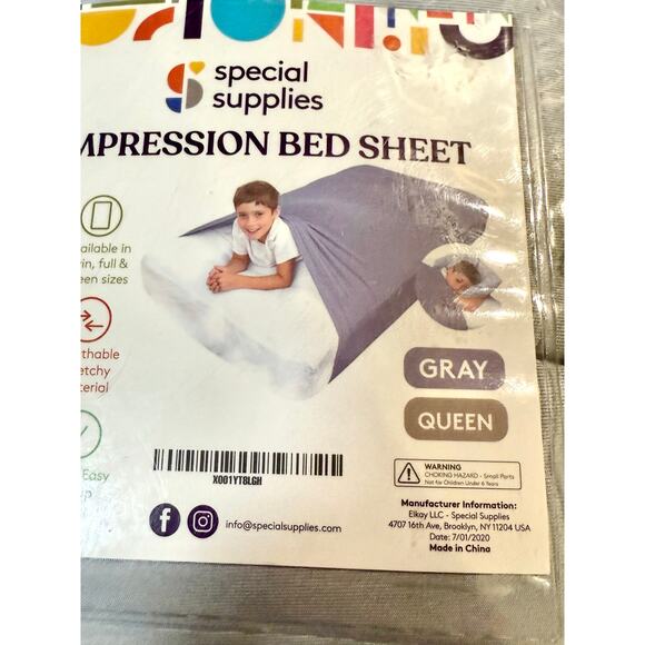 Sensory Bed Sheet Kids Compression Alternative to Weighted Blankets gray Queen - Picture 2 of 3
